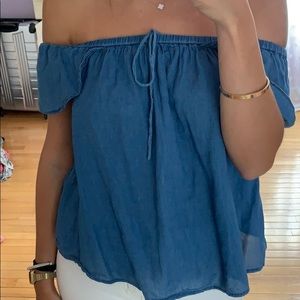 Madewell blue off the shoulder top